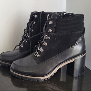 Vince Camuto DONENTA Black Lace Up Boots with Chunky 3" Heel Womens Size 8.5